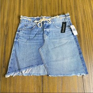 BLANK NYC high rise raw hem denim skirt